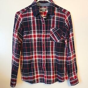 Natural Reflections Shirt Women Small Flannel Red Plaid Long Sleeve